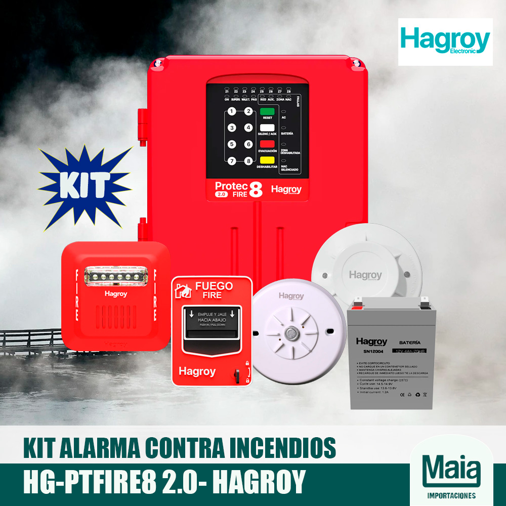 KIT DE ALARMA CONTRA INCENDIO CENTRALIZADO – PROTECFIRE8-2.0 – HAGROY